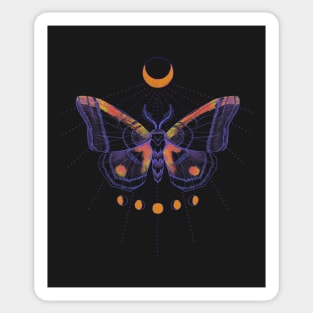 Luna moth butterfly with moon phases Sticker